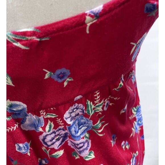 Free People Shoulder Ties Boho Red Multicolor Floral Sequin Beaded Tank Sz Med - Picture 9 of 16